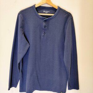 2 Pack Men's Long Sleeve Henley Shirts | Large | Cloudveil | Gray & Blue